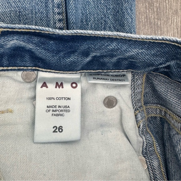 AMO Sophie High-Rise Crop Jeans Runaway Destroy Wash Distressed Size 26 - Picture 8 of 16